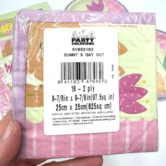 Party Creations Vintage Bunny’s Day Out paper products plates napkins Easter Spr - Picture 5 of 7